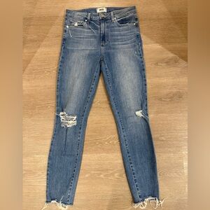 PAIGE Hoxton Ankle Skinny Jeans 28 Distressed Raw Hem